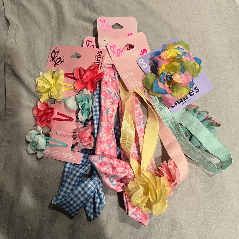 Assorted hair accessories from Claire’s.